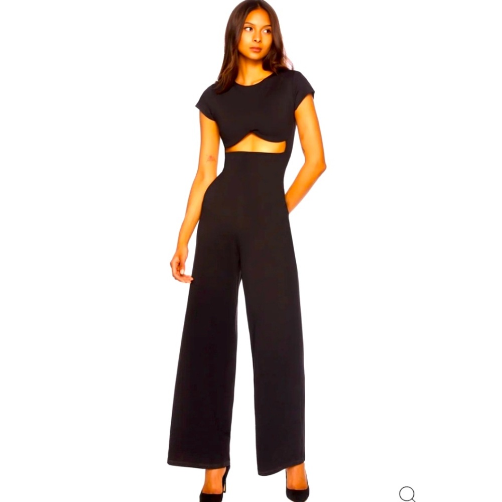SUSANA MONACO X REVOLVE NAVY WIDE LEG JUMPSUIT SZ SMALL
